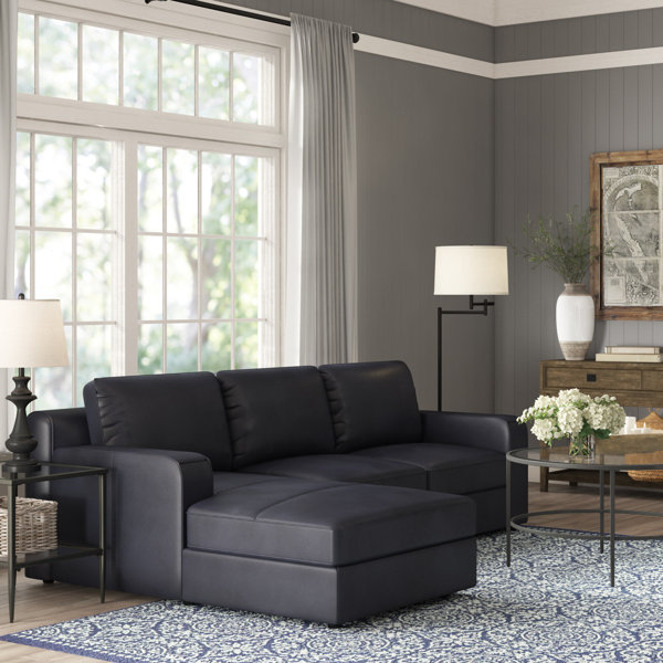 Orren Ellis Arguello Leather Sleeper Sectional & Reviews Wayfair